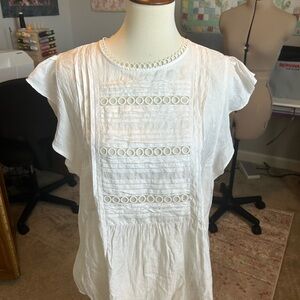 Ann Taylor White Blouse with Eyelet Detail